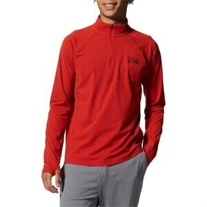 Mountain Hardwear Outdoor Stretch 1/4 Zip Long Sleeve Mens Red Orange Top Sz XL